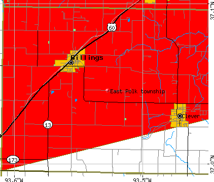 East Polk township, MO map