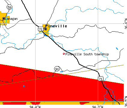 Pineville South township, MO map