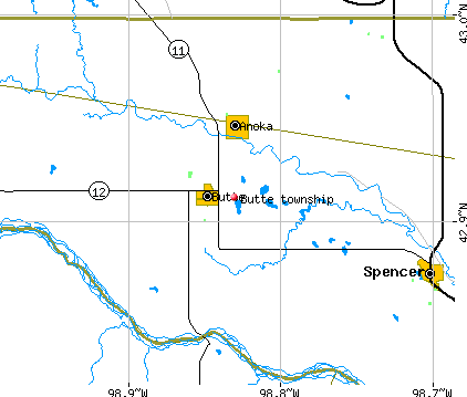 Butte township, NE map