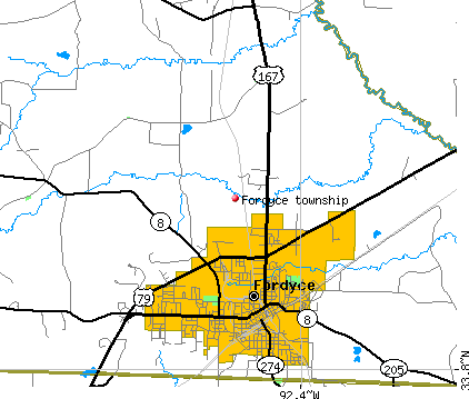 Fordyce township, AR map