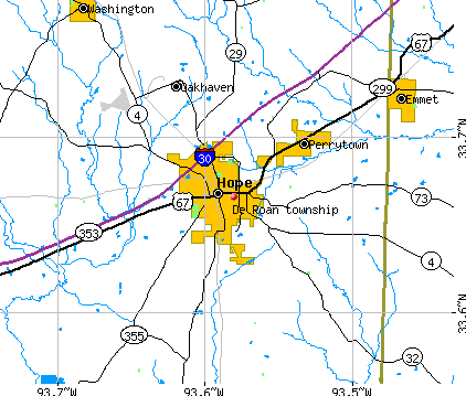 De Roan township, AR map