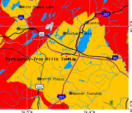 Parsippany-Troy Hills township, NJ map