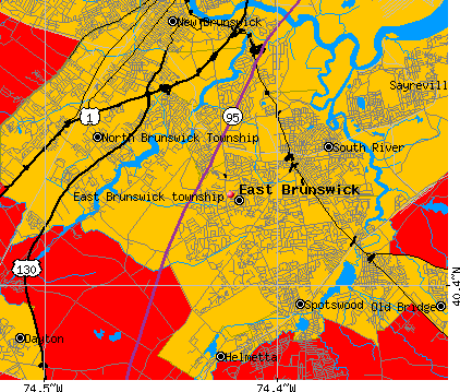 East Brunswick township, NJ map