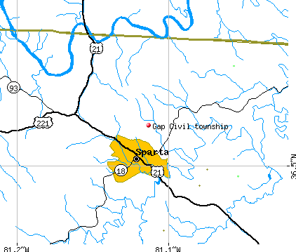 Gap Civil township, NC map