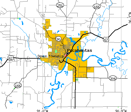 Demun township, AR map