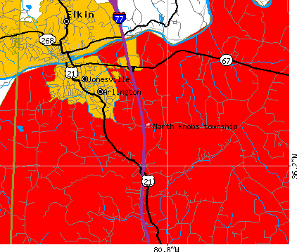 North Knobs township, NC map