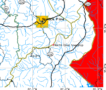 North Cove township, NC map