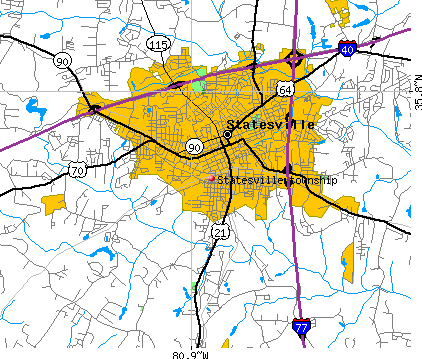 Statesville township, NC map Land area: 32.3 sq. mi. Water area: 0.1 sq. mi.