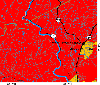 French Broad township, NC map