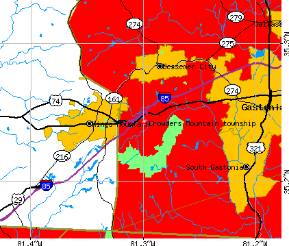 Crowders Mountain township, NC map
