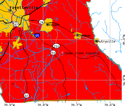 Cedar Creek township, NC map