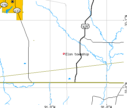 Elon township, AR map