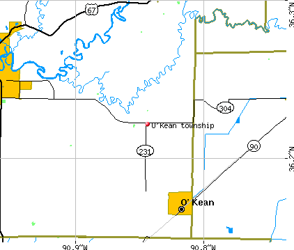 O'Kean township, AR map