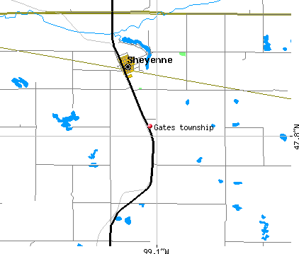 Gates township, ND map