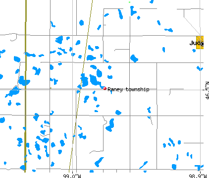 Raney township, ND map