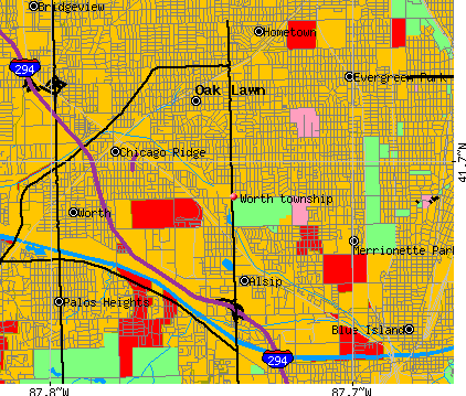 Worth township, IL map