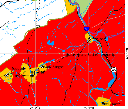 Upper Mount Bethel township, PA map