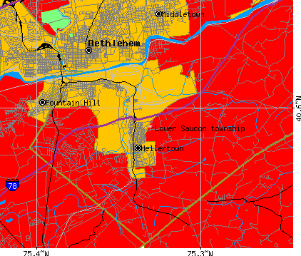 Lower Saucon township, PA map