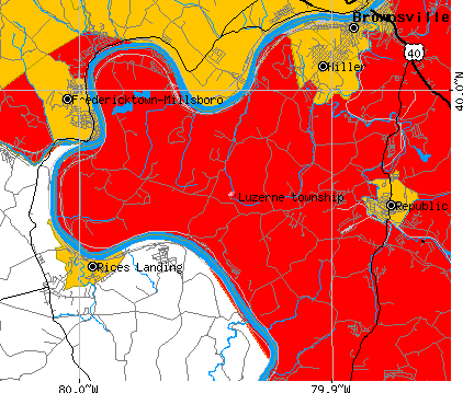 Luzerne township, PA map