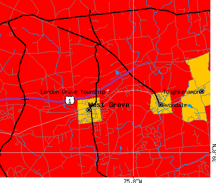 London Grove township, PA map