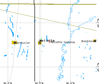Mellette township, SD map