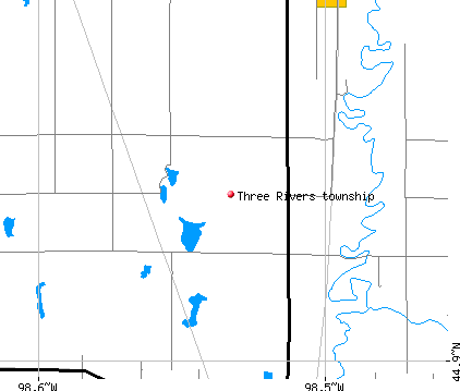 Three Rivers township, SD map