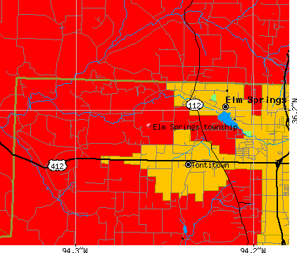 Elm Springs township, AR map