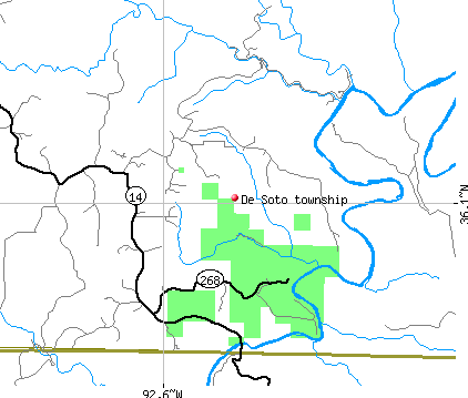 De Soto township, AR map
