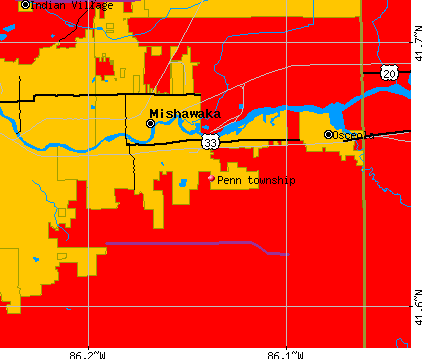 Penn township, IN map