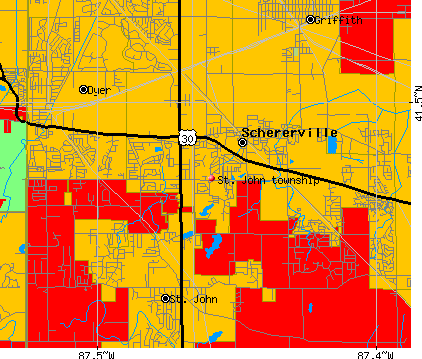 St. John township, IN map
