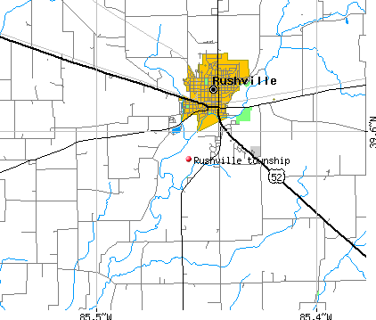 Rushville township, IN map