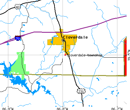 Cloverdale township, IN map