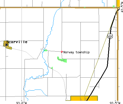 Norway township, IA map