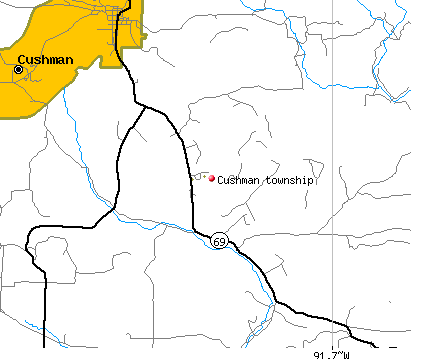Cushman township, AR map