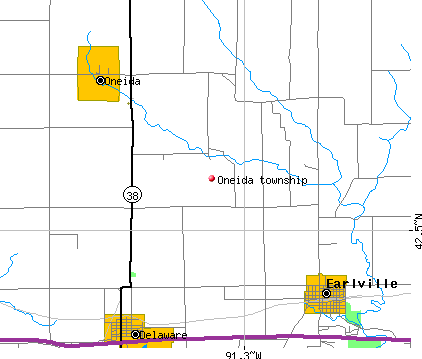 Oneida township, IA map