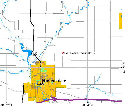 Delaware township, IA map