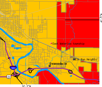 East Waterloo township, IA map