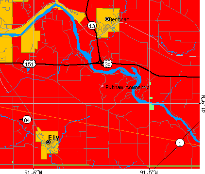 Putnam township, IA map