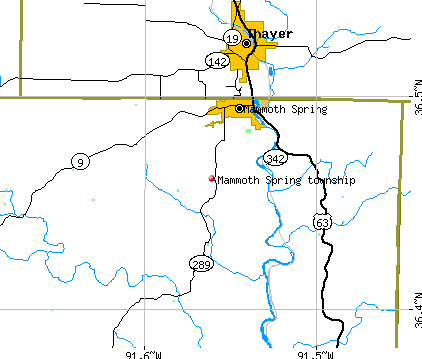 Mammoth Spring township, AR map
