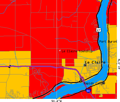 Le Claire township, IA map