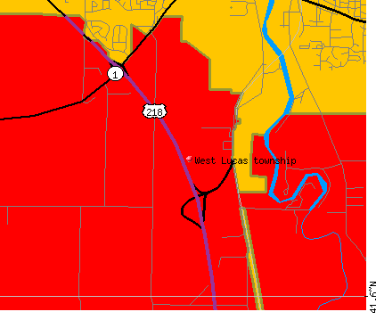 West Lucas township, IA map