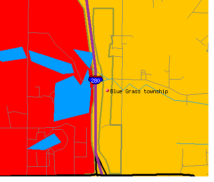 Blue Grass township, IA map