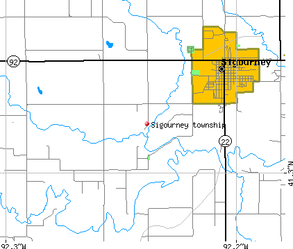 Sigourney township, IA map