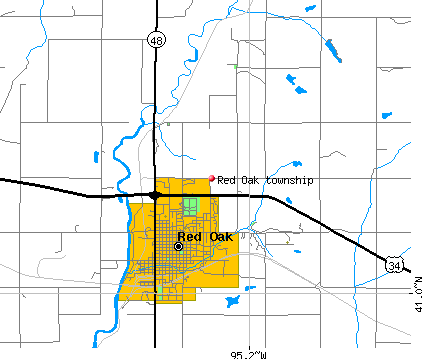 Red Oak township, IA map