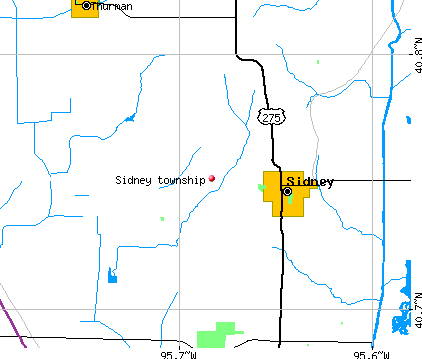 Sidney township, IA map