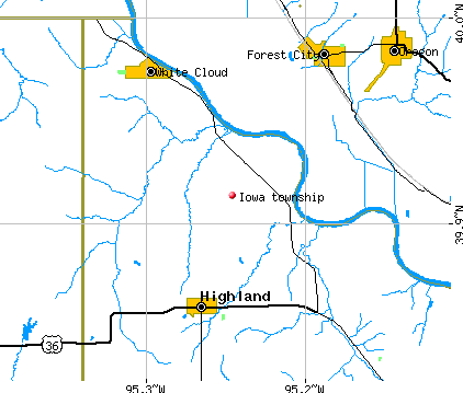 Iowa township, KS map