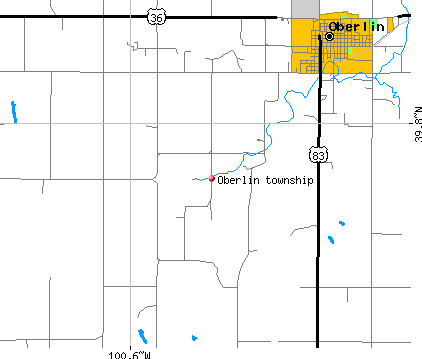 Oberlin township, KS map