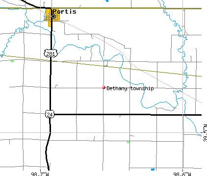 Bethany township, KS map