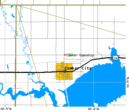 Cawker township, KS map