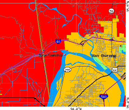 Dora township, AR map